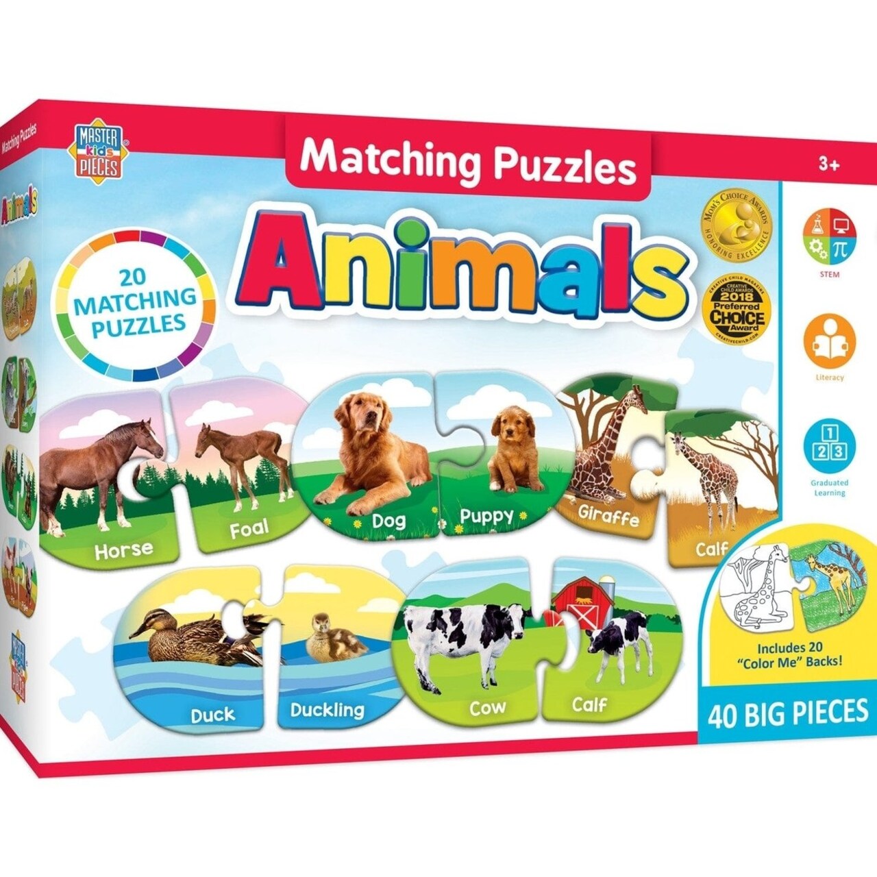 Educational Animal Matching Jigsaw Puzzle Color Picture Word Skills 3+ Years